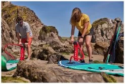 Red Paddle Co. Red Paddle Co 12'0 Voyager MSL Inflatable SUP + Hybrid Tough Paddle White-Teal-Dark Blue -Surf Promotiewinkel red paddle co 12 0 voyager msl inflatable sup hybrid tough paddle white teal dark blue 3